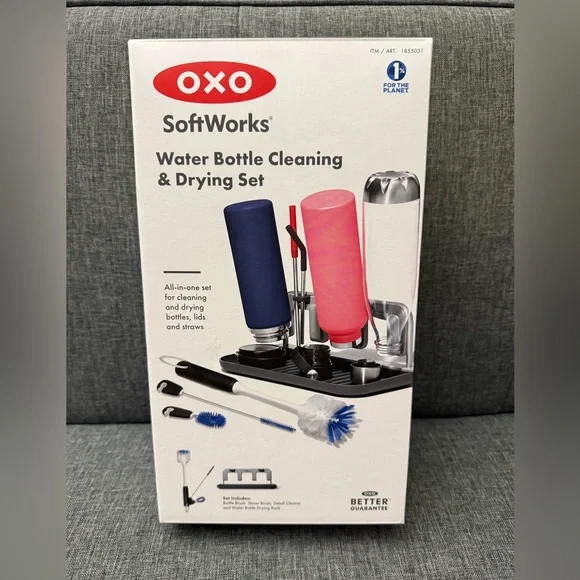 OXO SoftWorks Water Bottle Cleaning & Drying Rack with Brushes - Picture 2 of 7